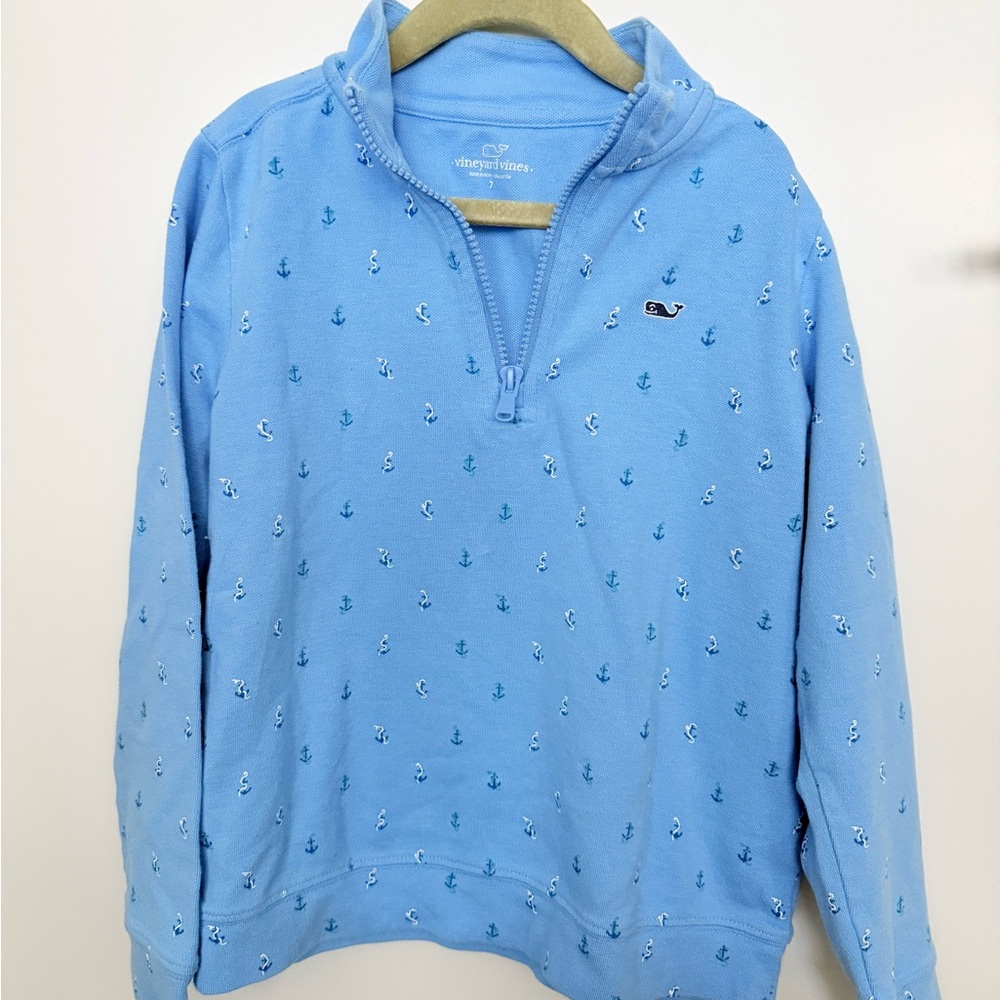 Vineyard Vines Light Blue Anchor Print Pullover size 7